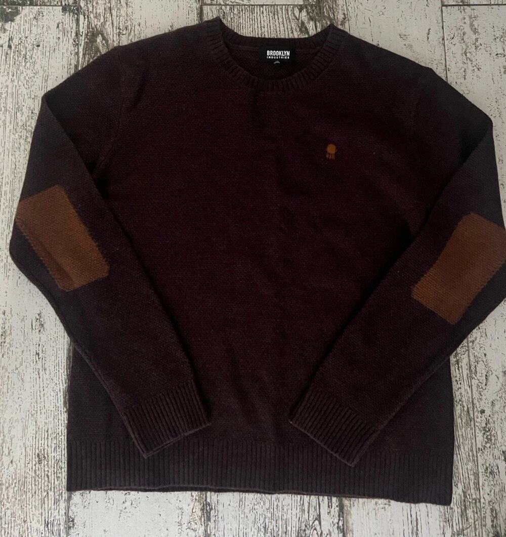 Brooklyn Industries Pullover Elbow Shoulder Pads Lambs Wool Ribbed Men’s XL